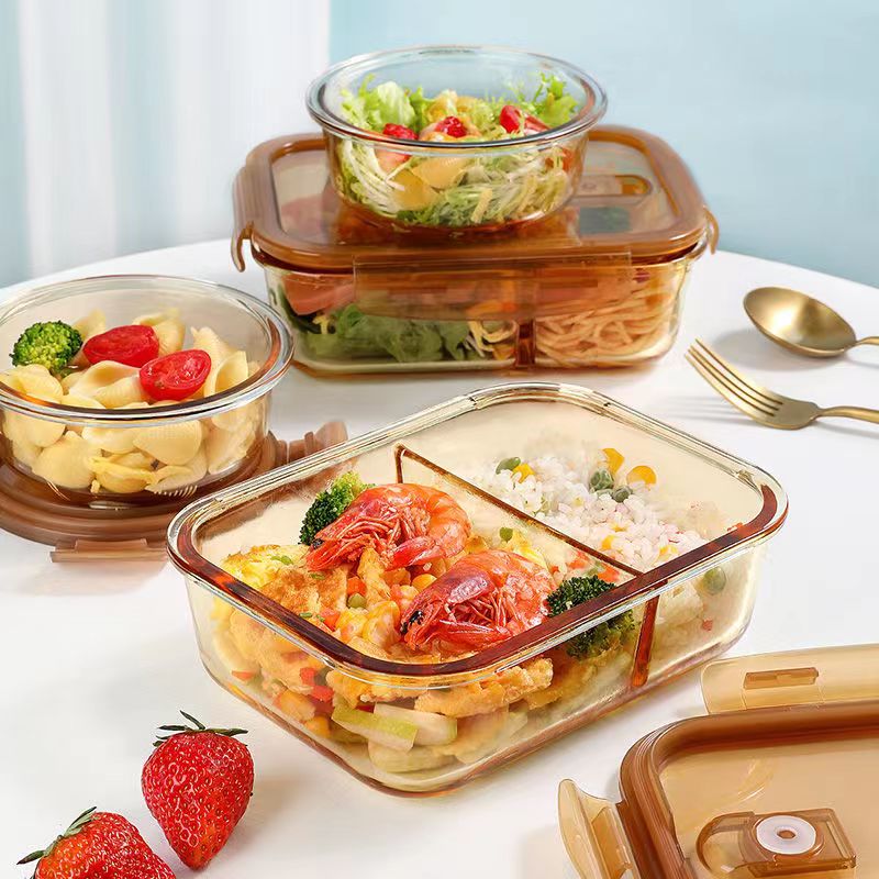 productcate-1-1 S-310ML-Square Amber Food Container Glass with Lid and Valvewith Valve