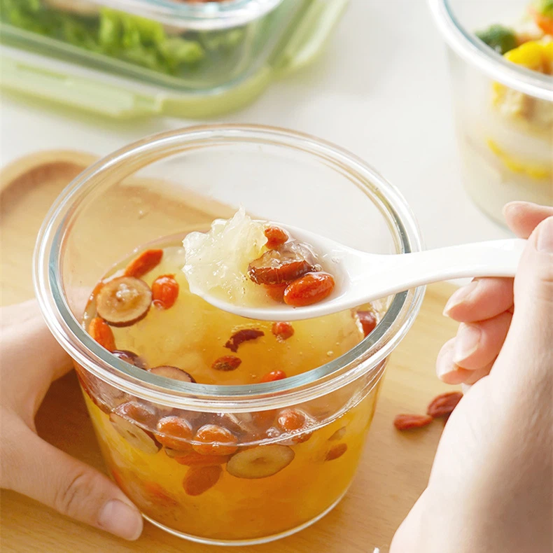 390ML round glass food container with lids