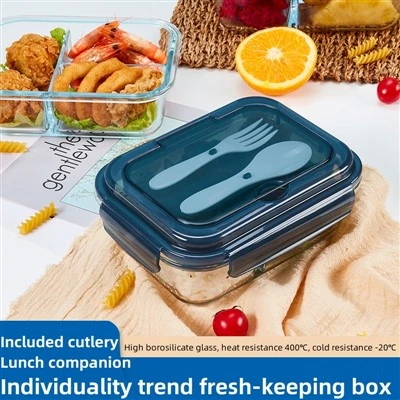 glass meal prep containers with utensils 1100ml