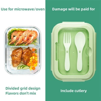 glass meal prep containers with cutlery EU 1500ml
